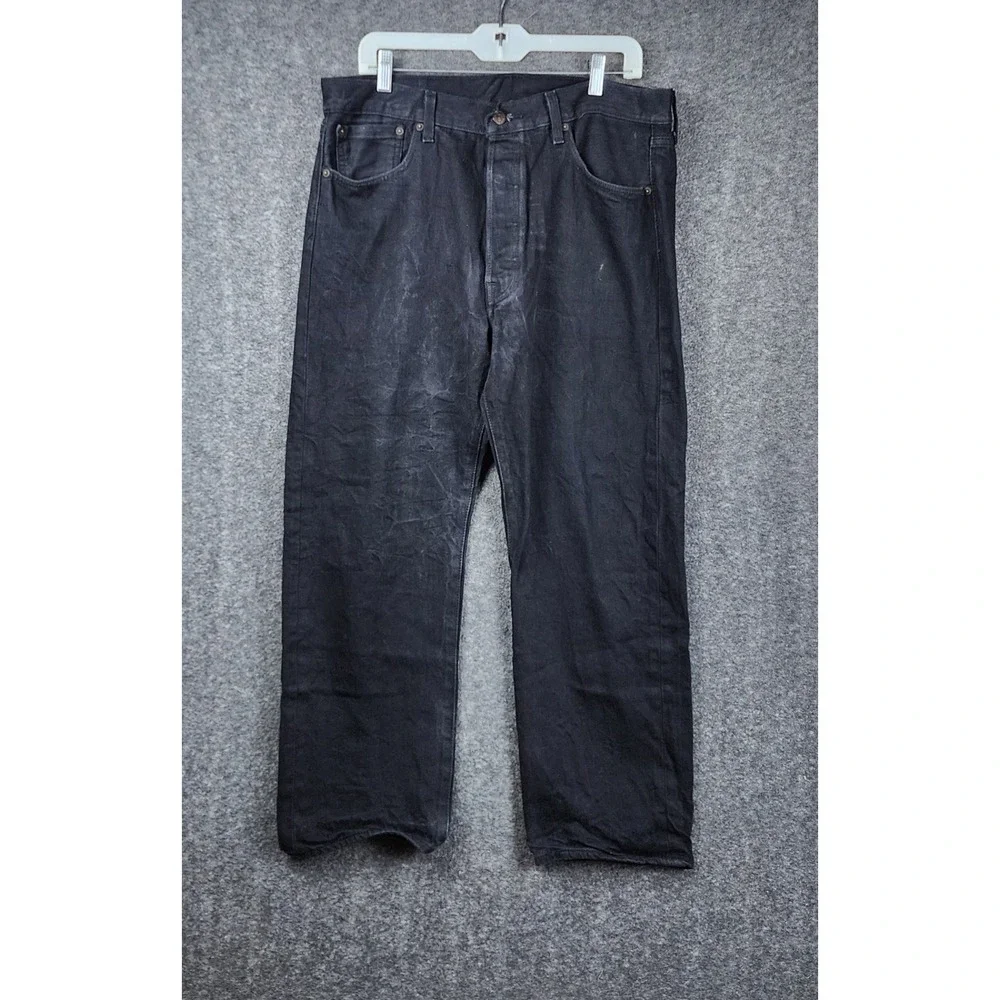 Levis 501 Jeans Mens 36x29 Black Button‎ Fly Original Straight Fit Denim